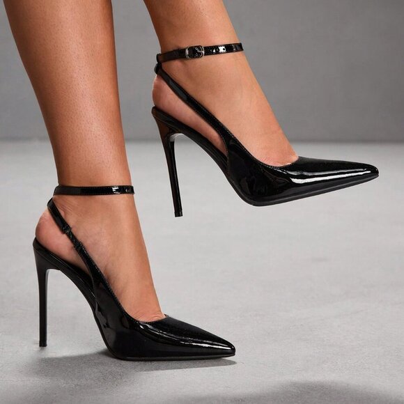 Black Stiletto Women's High Heel Pumps - Picture 1 of 10